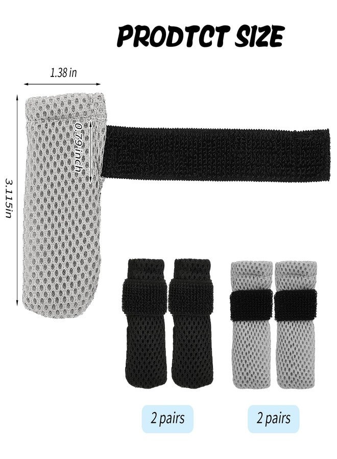 braxan 8 Pcs Cat Claw Covers, Shoes Booties for Cats Mittens to Prevent Scratching Socks Adjustable Breathable Mesh Puppy Indoor Gloves Paw Kitten Boots Suitable for Bathing and Nail Trimming (Grey + Black) - Image 2